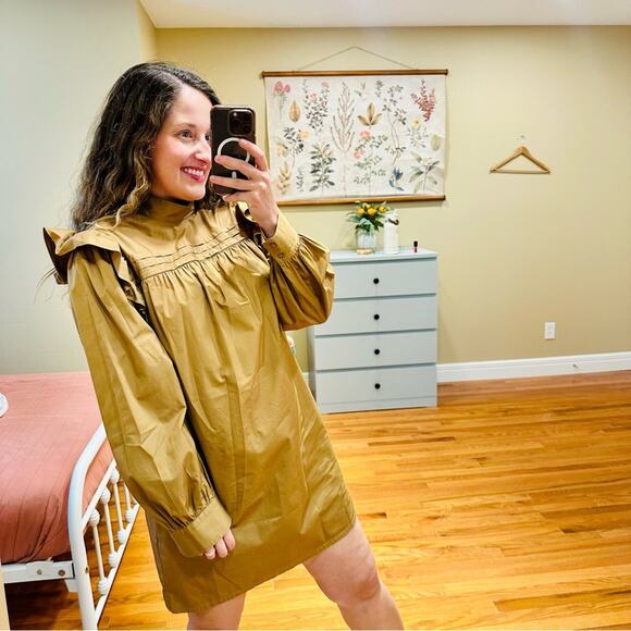 Tuckernuck Dresses & Skirts - Tuckernuck Xirena Camel Brown Cotton Long Sleeve Mini Dress Small